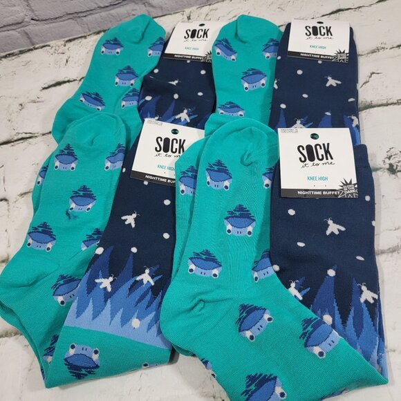 Sock It To Me Knee High Socks Nighttime Buffet Glow In The Dark Womens Size 5-10 - Picture 2 of 5